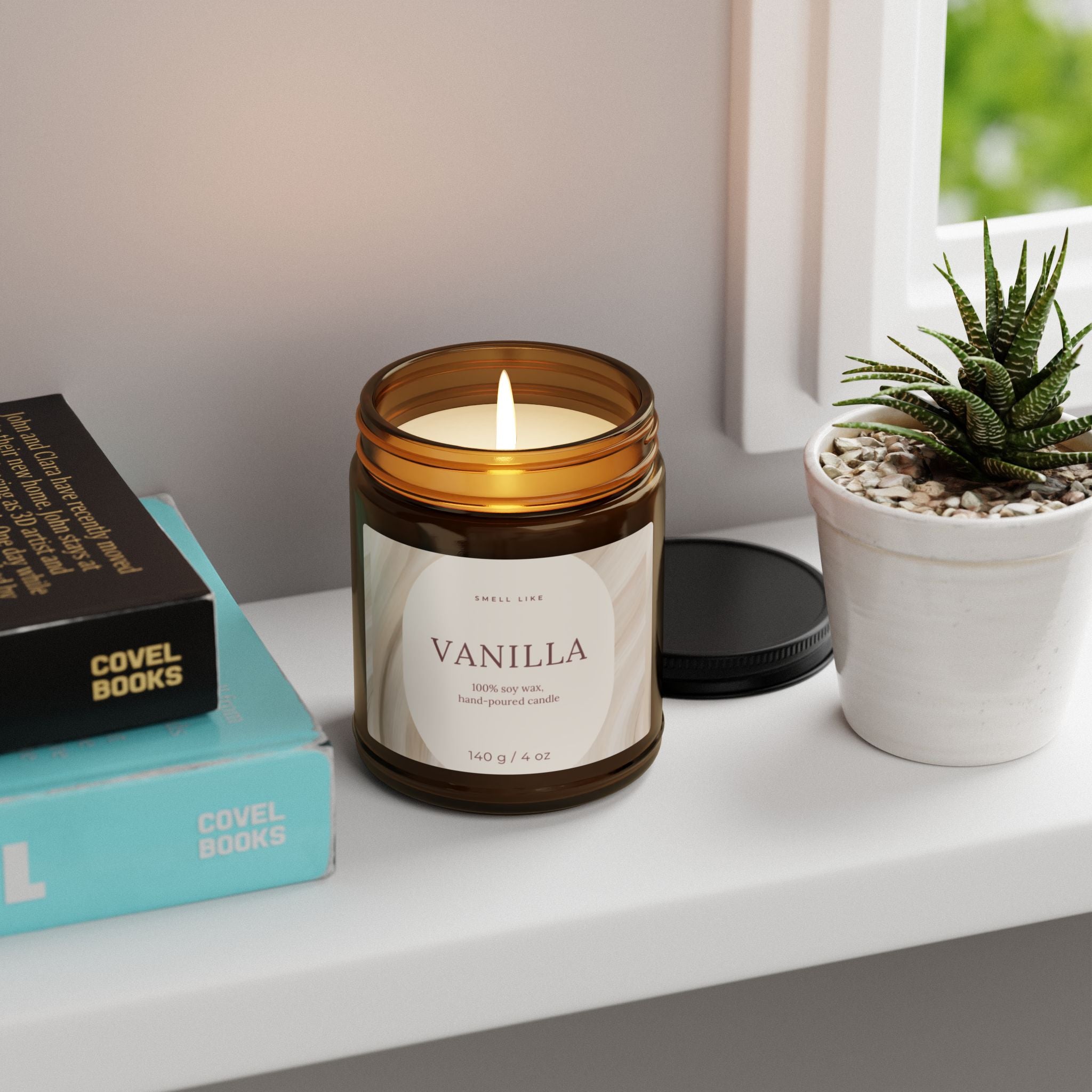 Vanilla Scented Soy Candle — Amber Jar (Multi-Size)