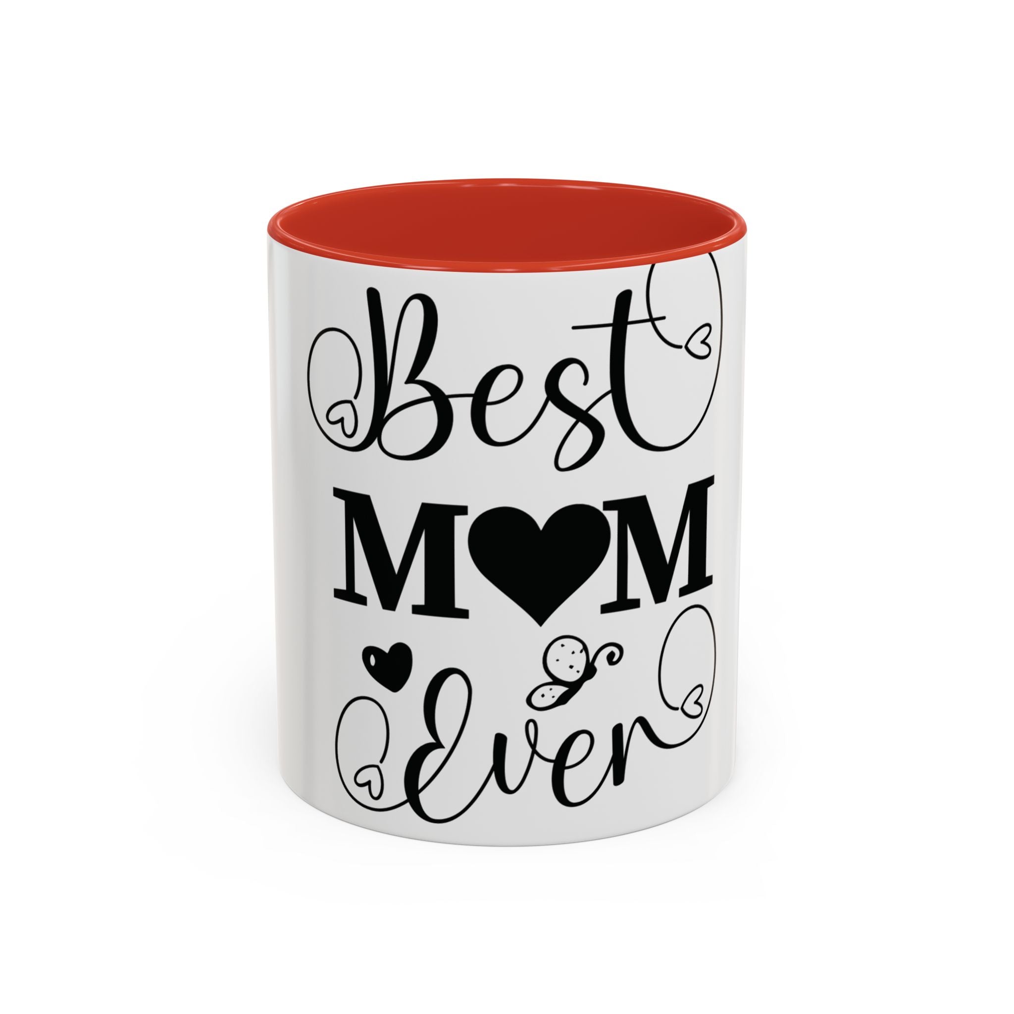 Best Mom Ever Accent Coffee Mug – Mother’s Day Gift, Black Heart Design (11/15oz)