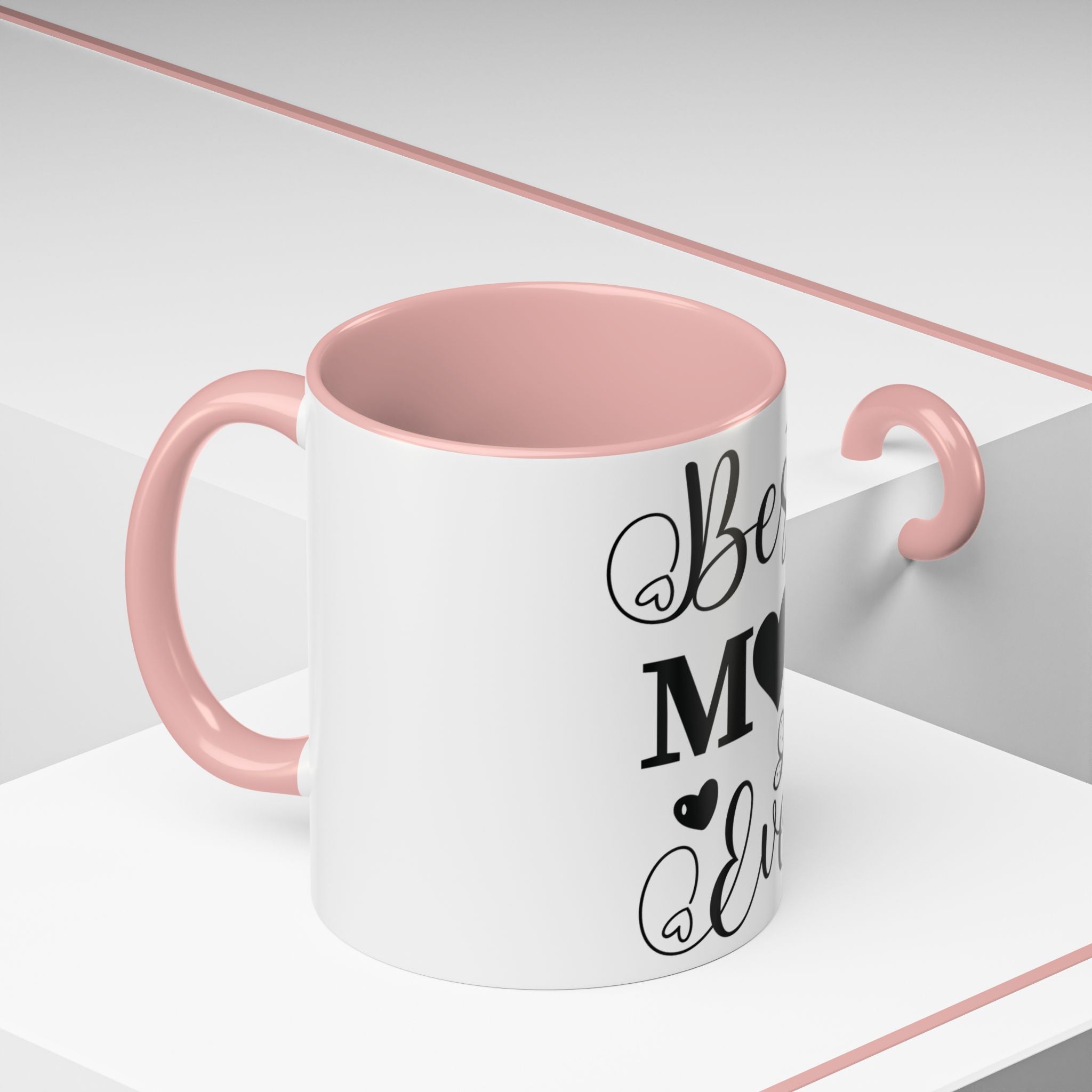 Best Mom Ever Accent Coffee Mug – Mother’s Day Gift, Black Heart Design (11/15oz)