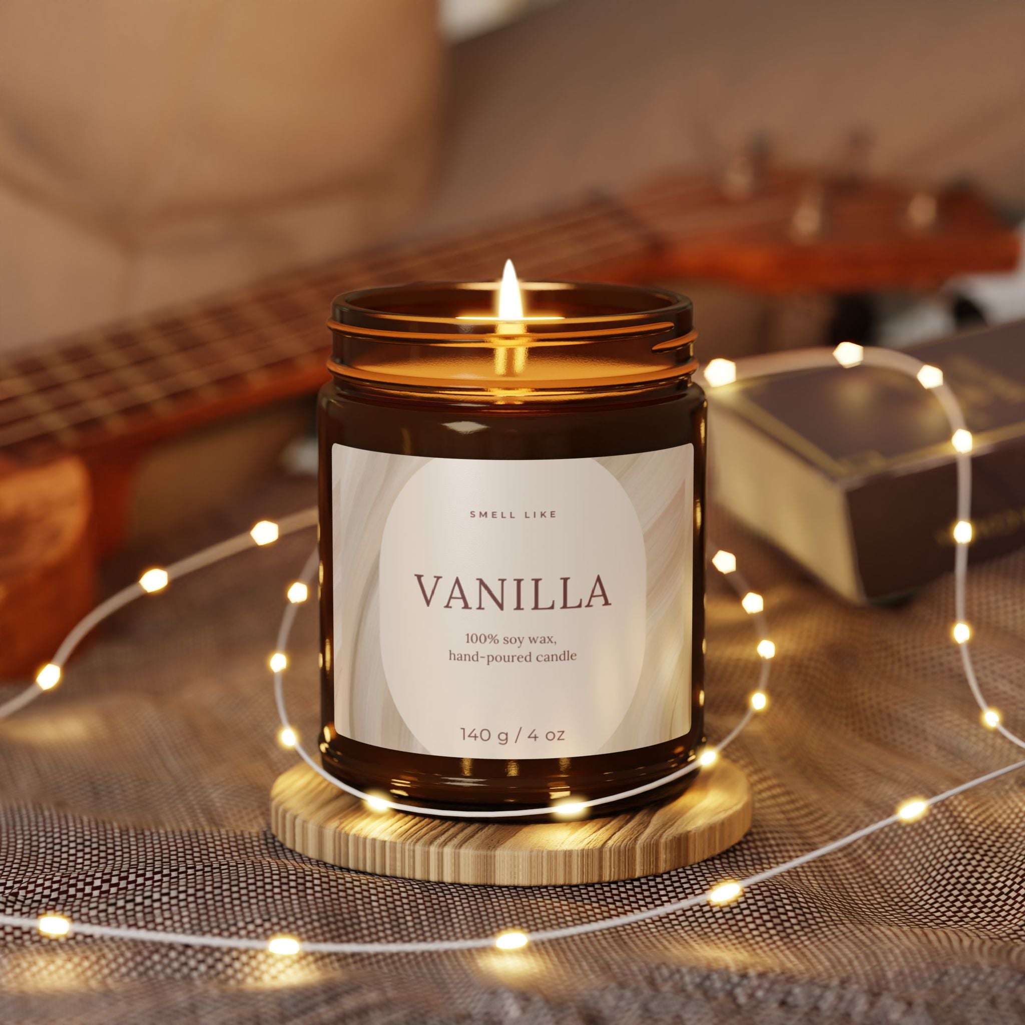 Vanilla Scented Soy Candle — Amber Jar (Multi-Size)