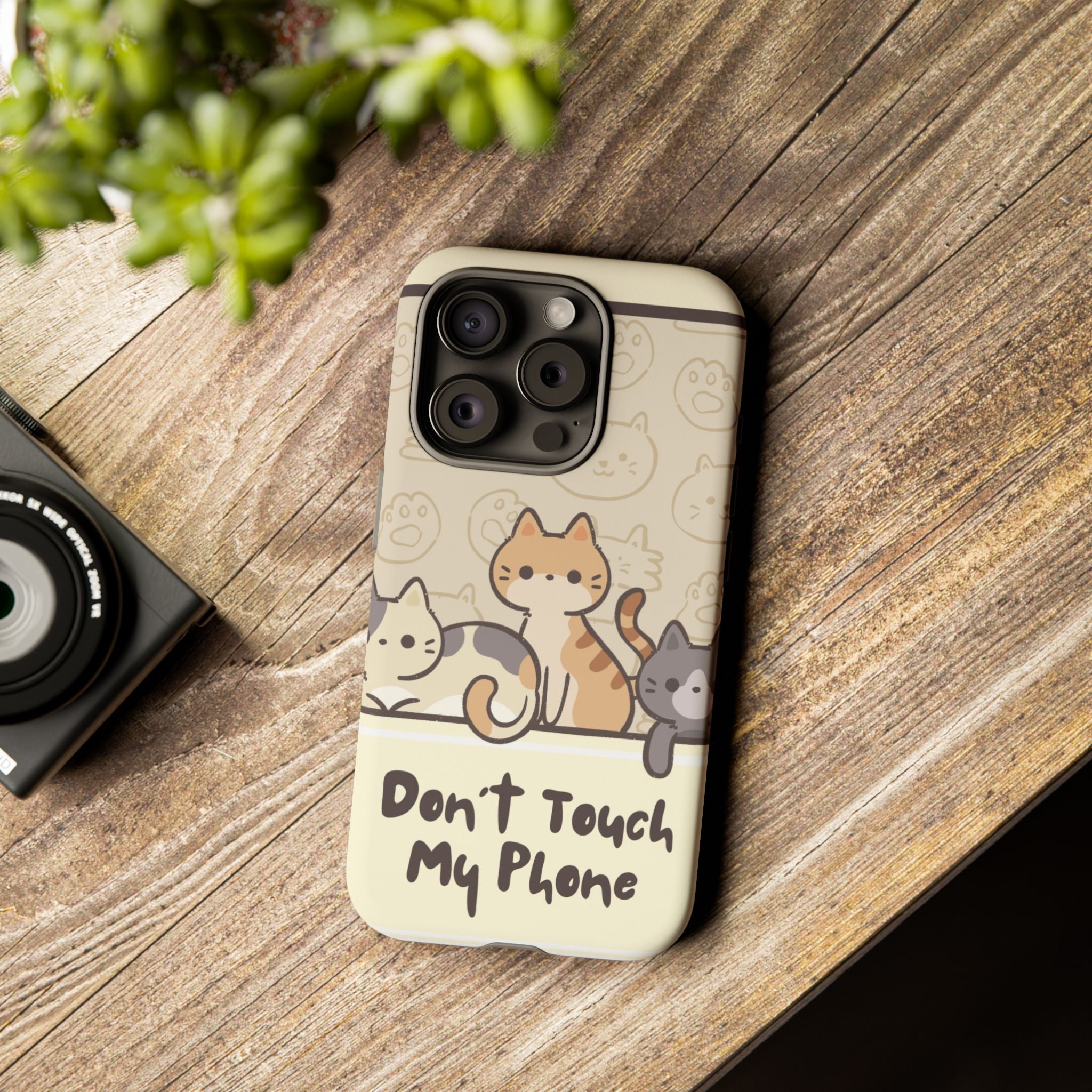 Cute Cats "Don't Touch My Phone" Protective Phone Case