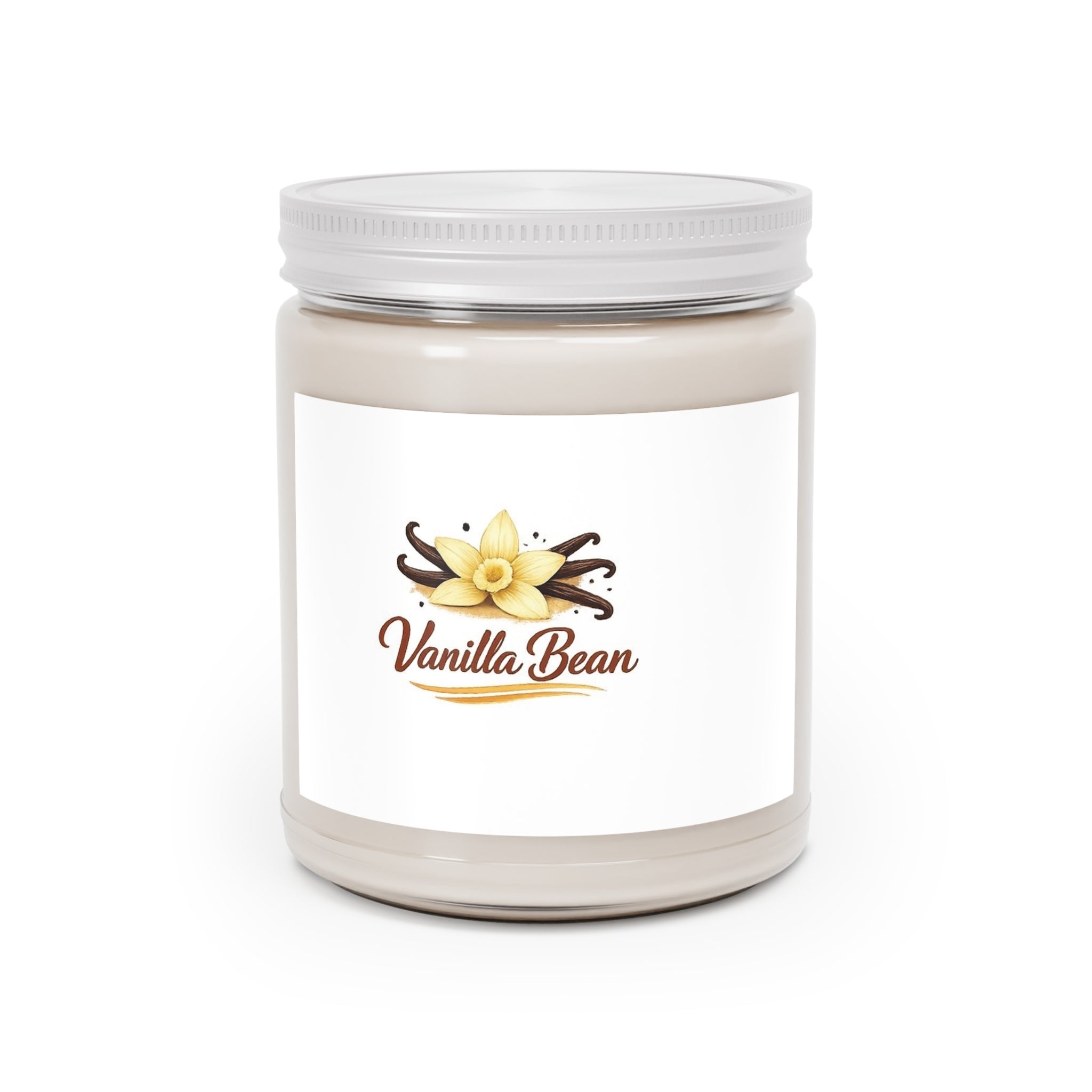Vanilla Bean Soy Candle 9oz — Scented Jar with White Lid