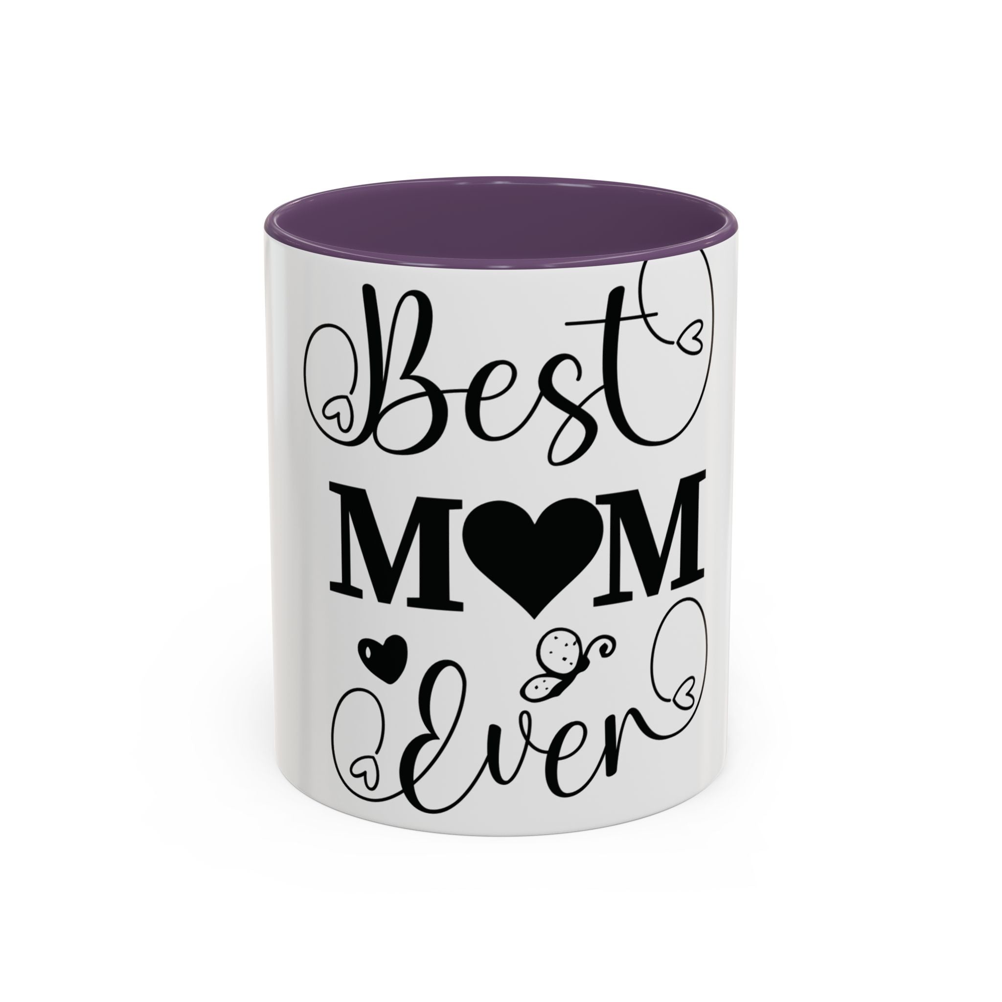 Best Mom Ever Accent Coffee Mug – Mother’s Day Gift, Black Heart Design (11/15oz)