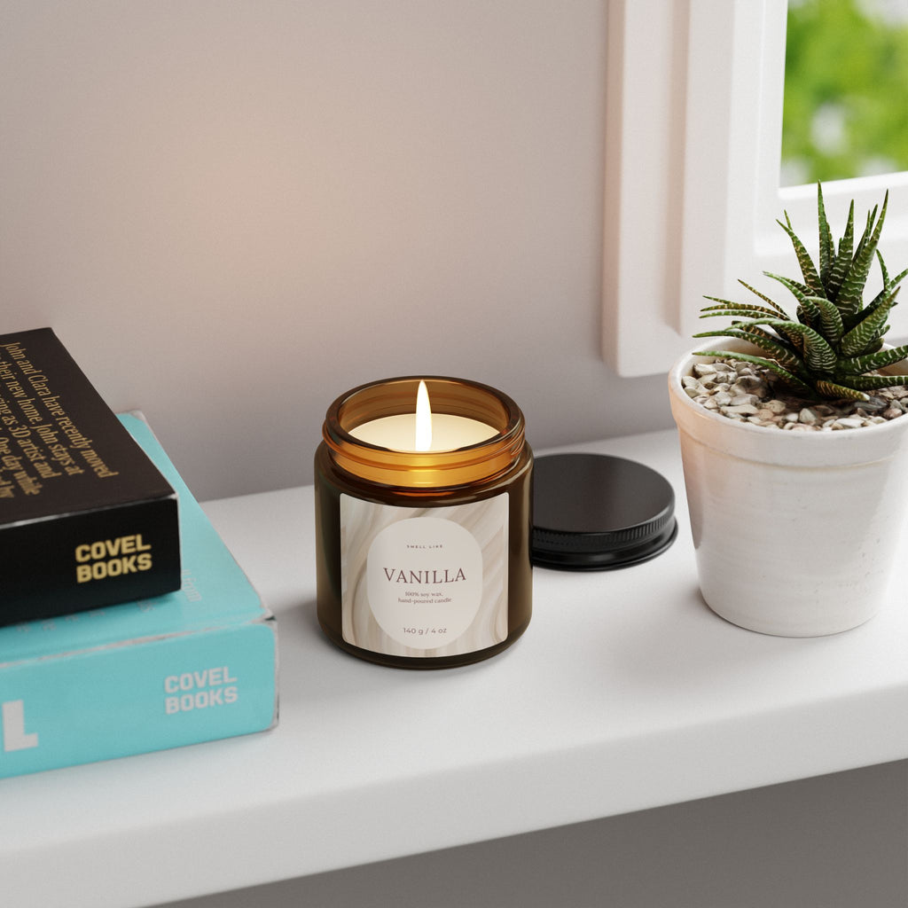 Vanilla Scented Soy Candle — Amber Jar (Multi-Size)