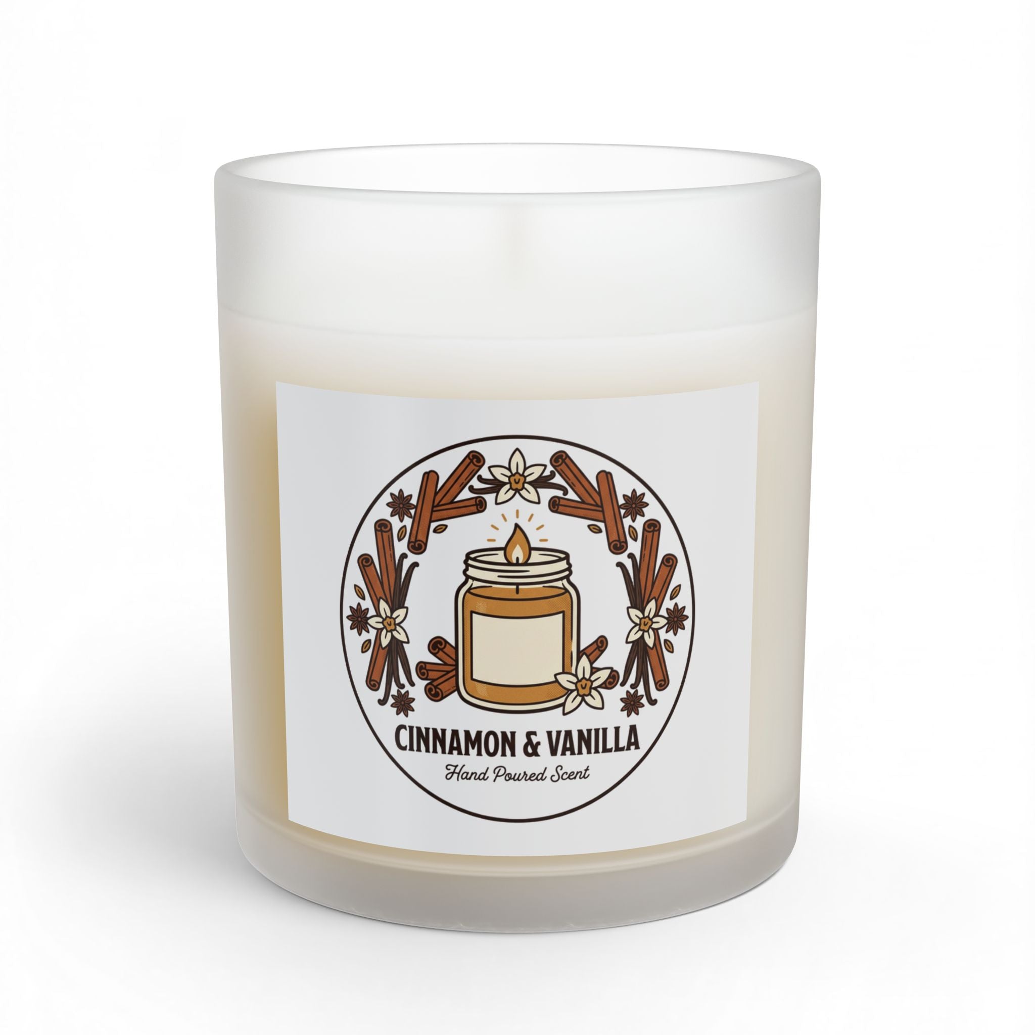 Cinnamon & Vanilla Scented Candle — 11oz Glass Jar