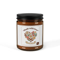 Soy Candle — "Made with Love" Floral Amber Jar (Multiple Sizes)