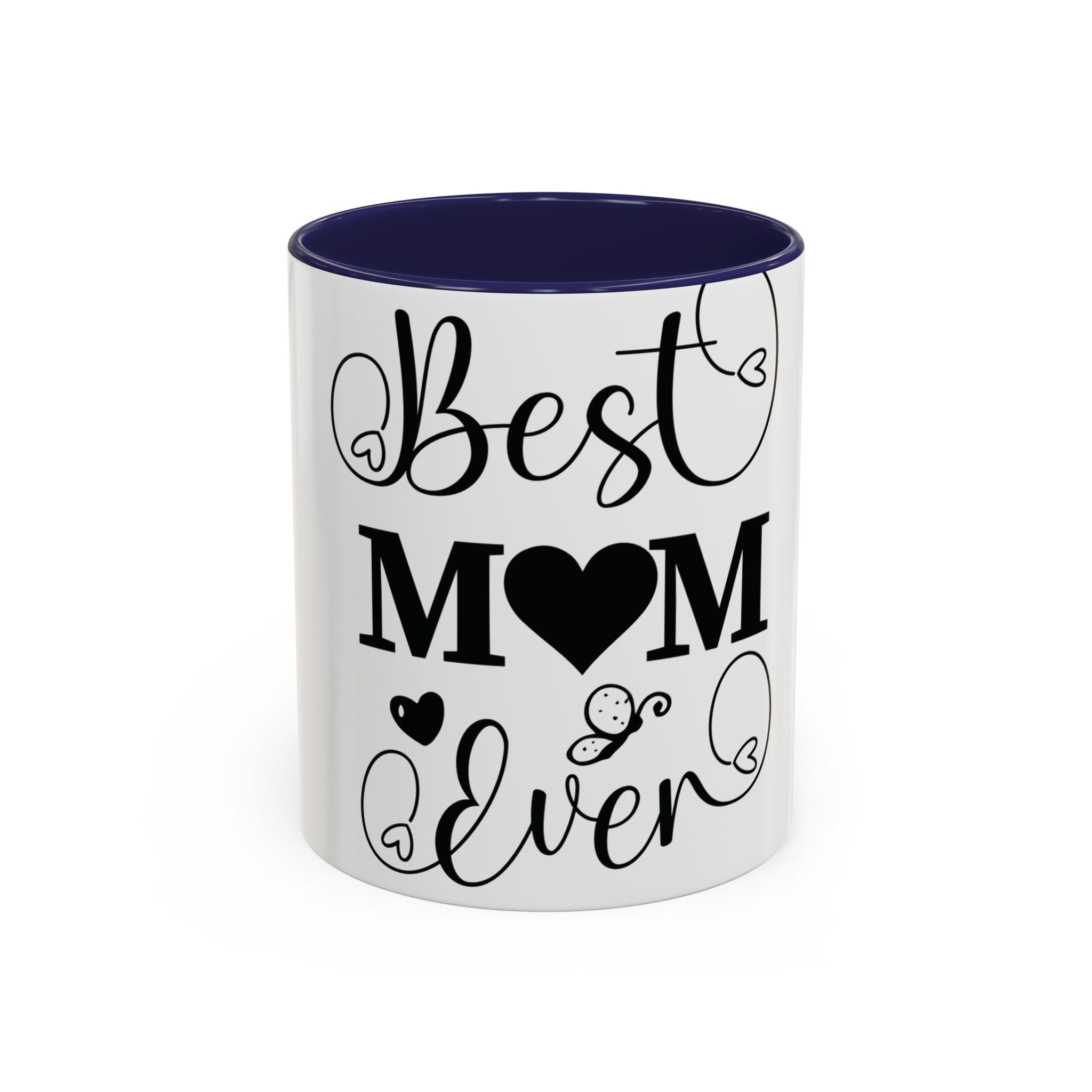 Best Mom Ever Accent Coffee Mug – Mother’s Day Gift, Black Heart Design (11/15oz)