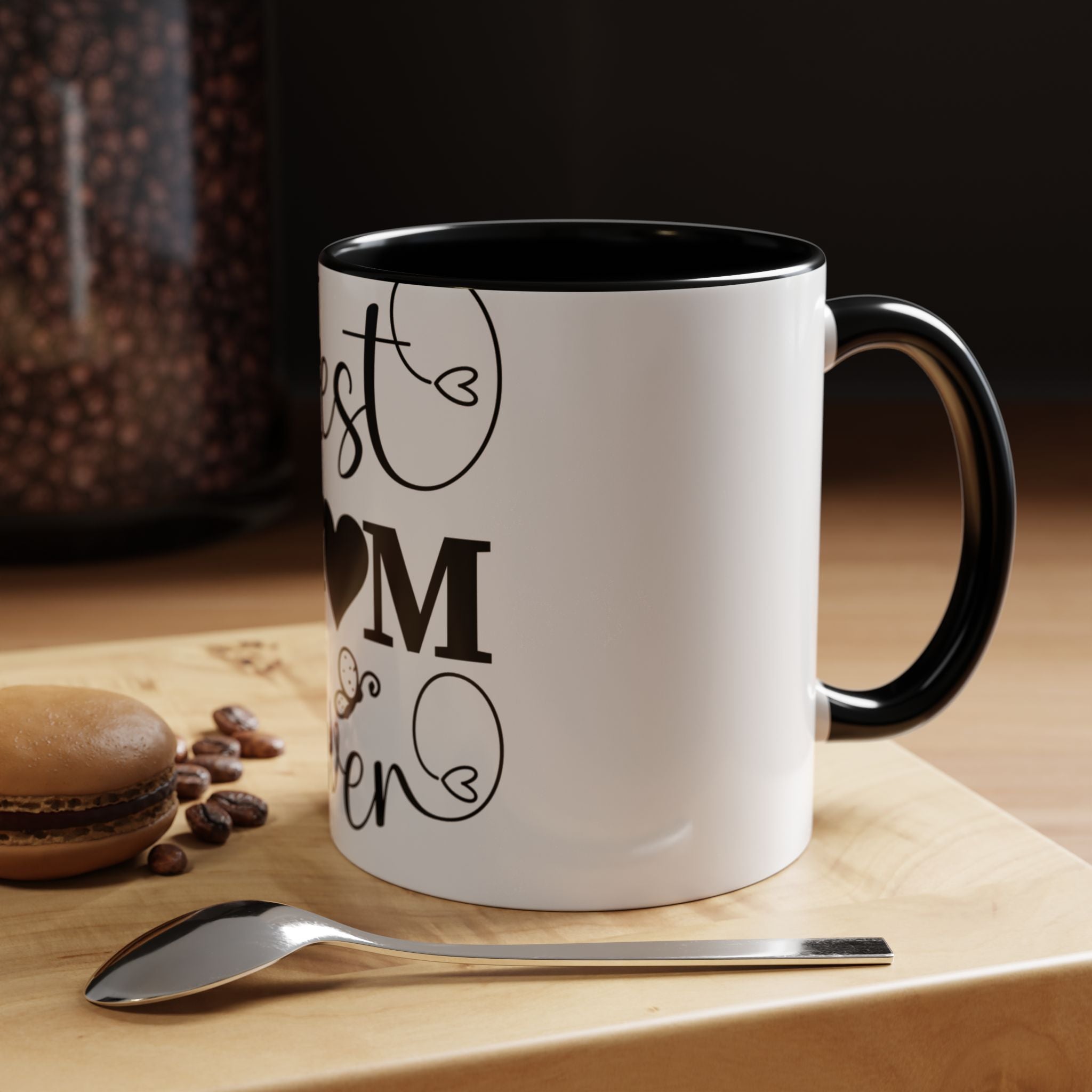 Best Mom Ever Accent Coffee Mug – Mother’s Day Gift, Black Heart Design (11/15oz)