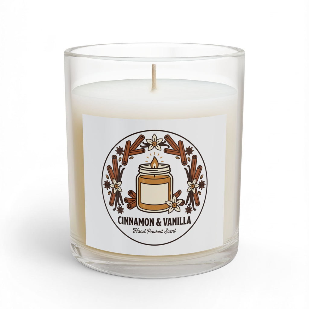 Cinnamon & Vanilla Scented Candle — 11oz Glass Jar