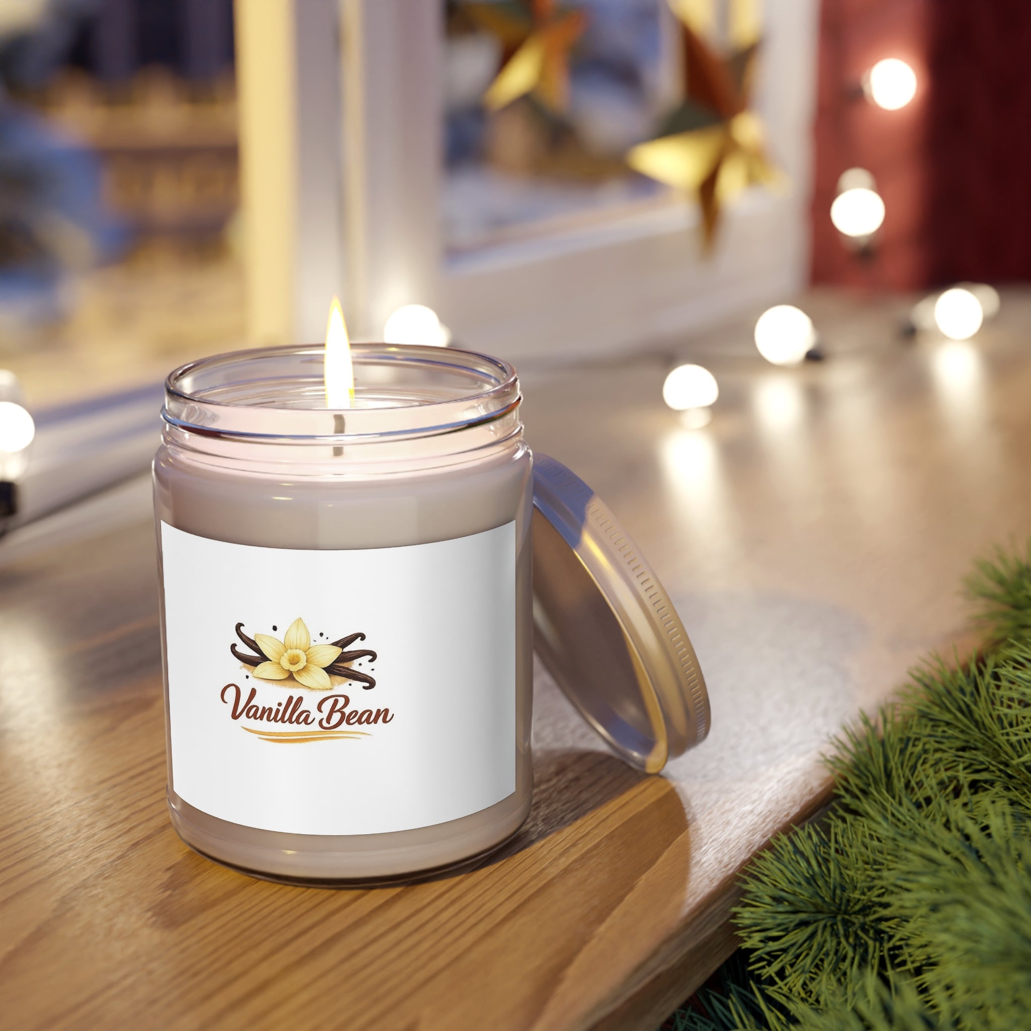 Vanilla Bean Soy Candle 9oz — Scented Jar with White Lid