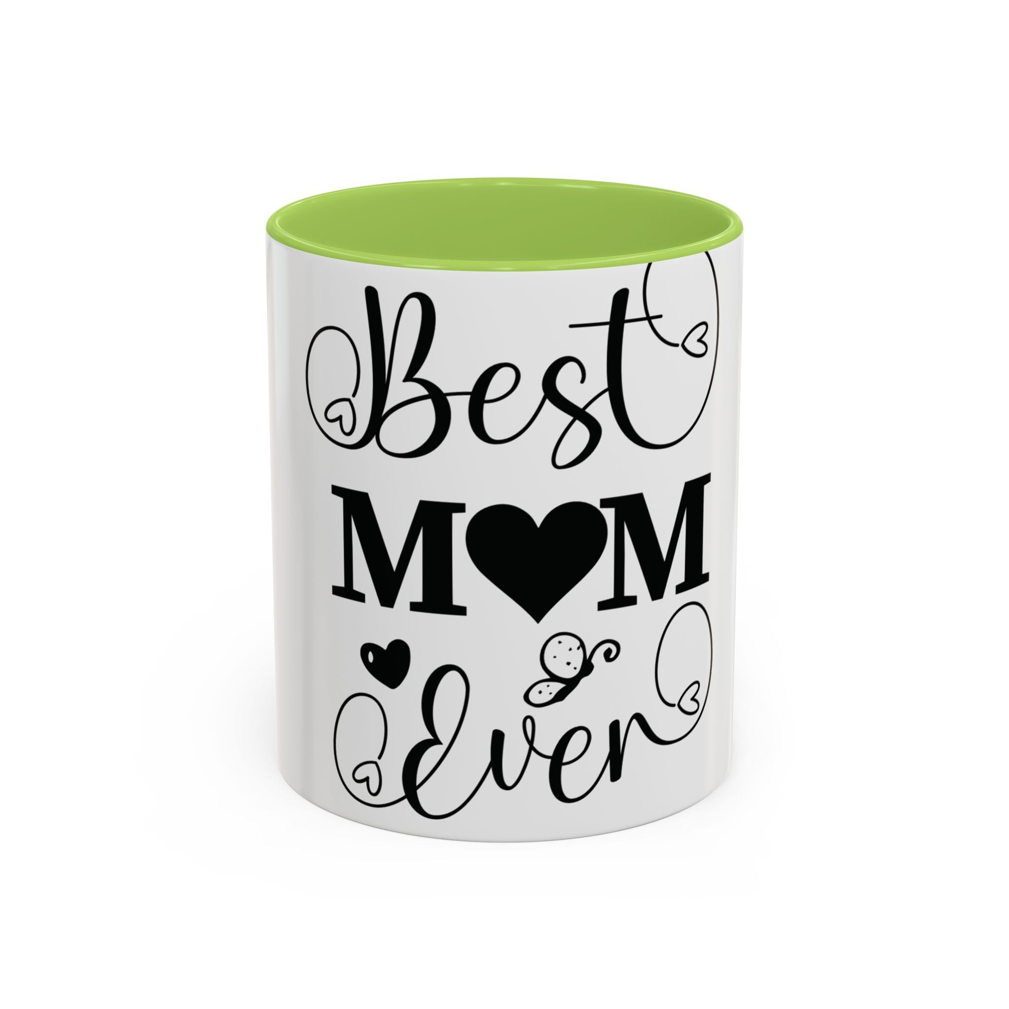 Best Mom Ever Accent Coffee Mug – Mother’s Day Gift, Black Heart Design (11/15oz)