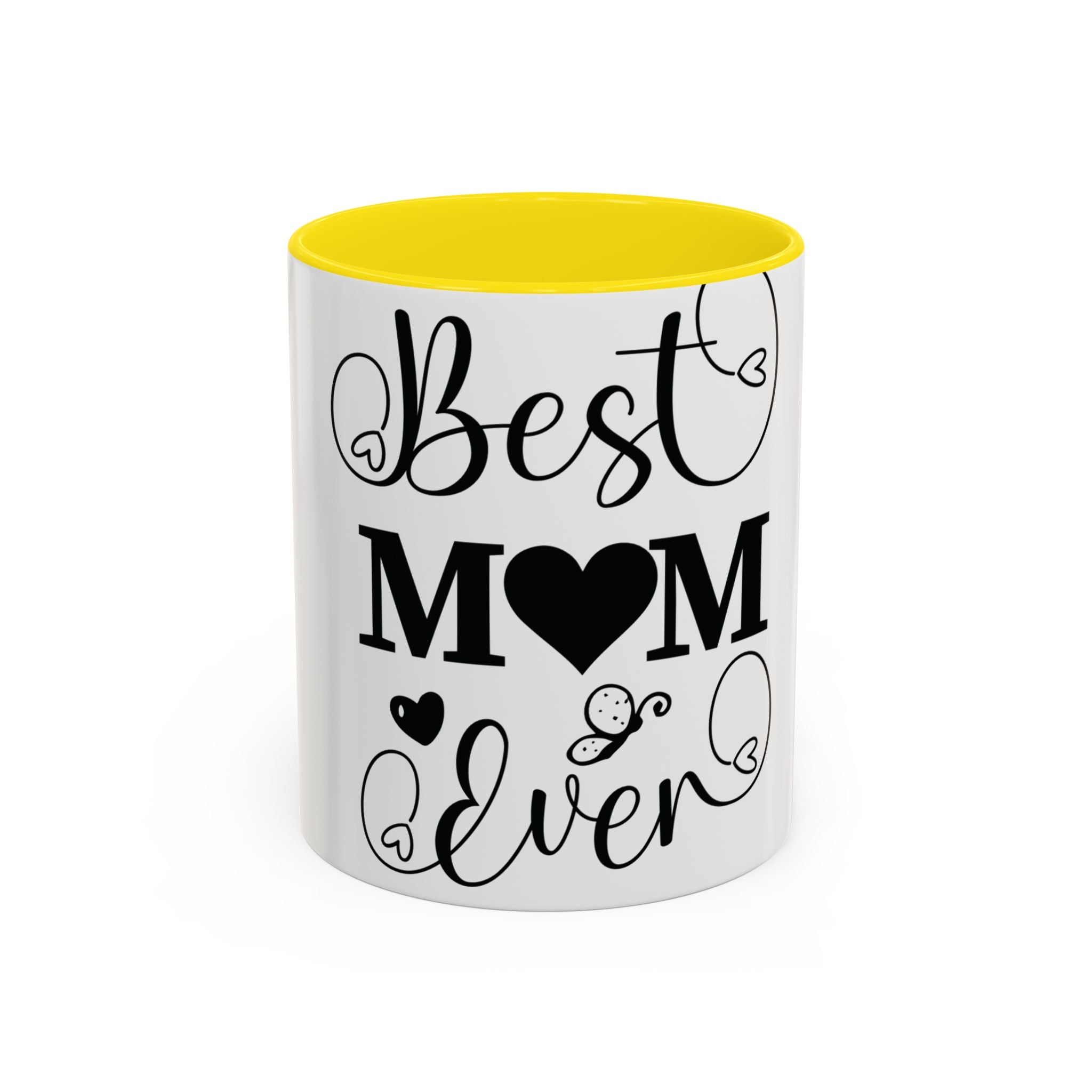 Best Mom Ever Accent Coffee Mug – Mother’s Day Gift, Black Heart Design (11/15oz)