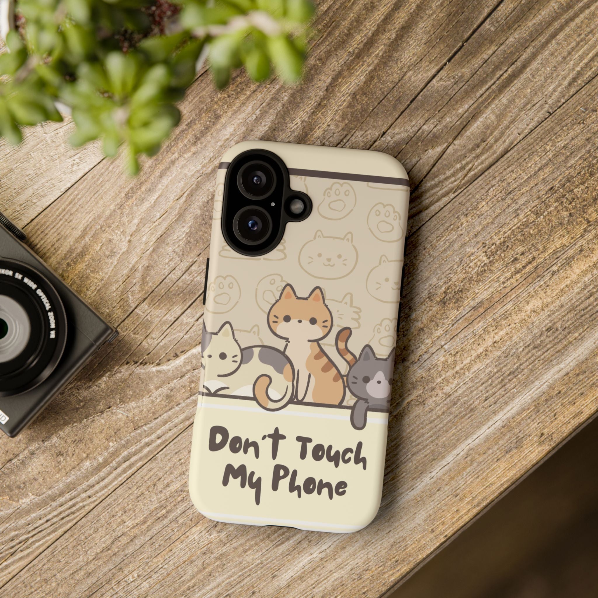 Cute Cats "Don't Touch My Phone" Protective Phone Case