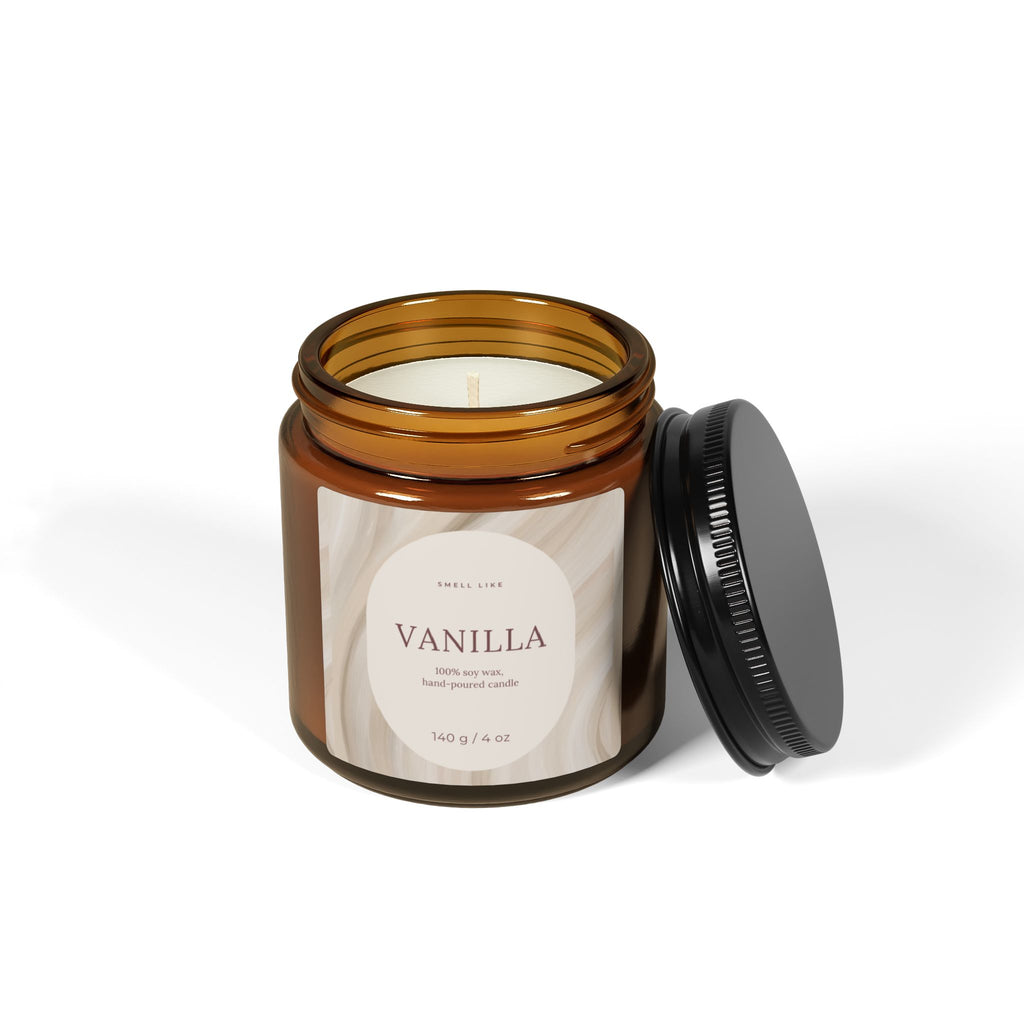 Vanilla Scented Soy Candle — Amber Jar (Multi-Size)