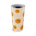 20oz Smiley Face Tumbler — Retro Orange Happy Face Travel Mug