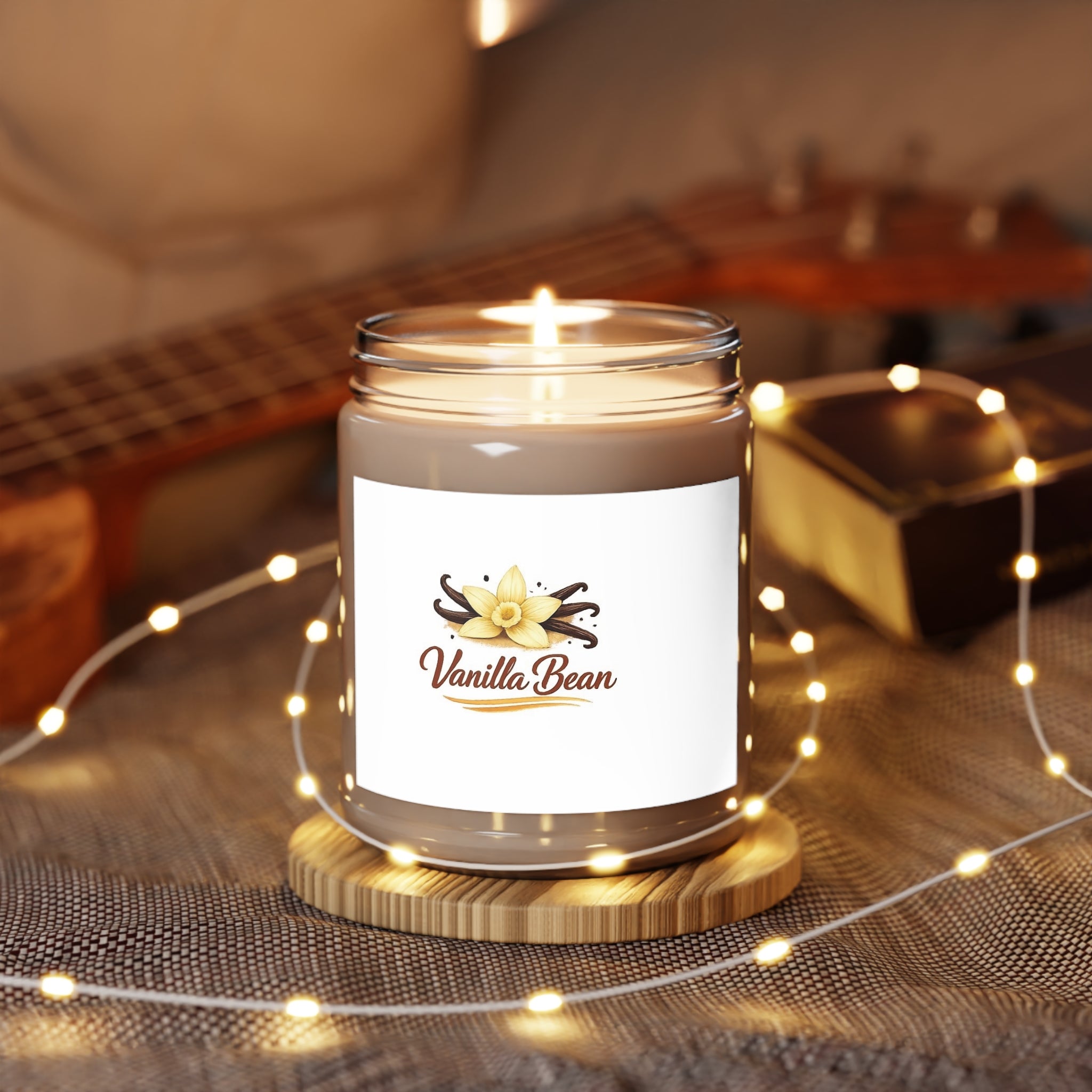 Vanilla Bean Soy Candle 9oz — Scented Jar with White Lid