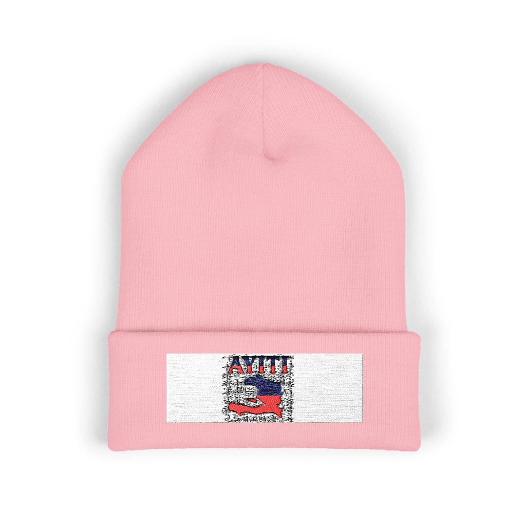 Haiti Flag Embroidered Cuffed Beanie — 'AYITI' Map Winter Hat