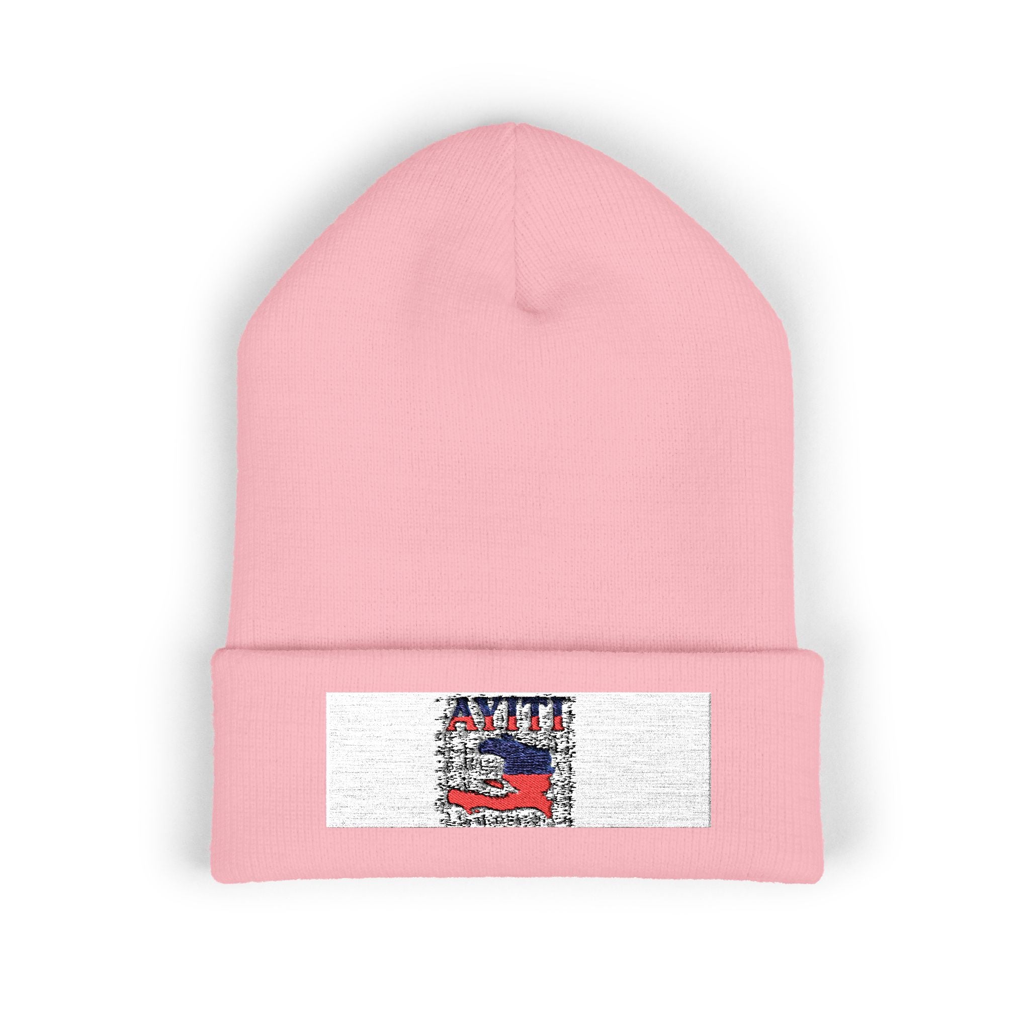 Haiti Flag Embroidered Cuffed Beanie — 'AYITI' Map Winter Hat