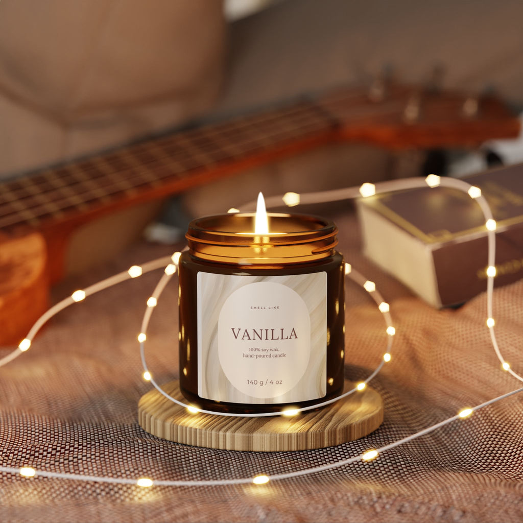Vanilla Soy Candle — Amber Jar Scented Candle (Multi-Size)