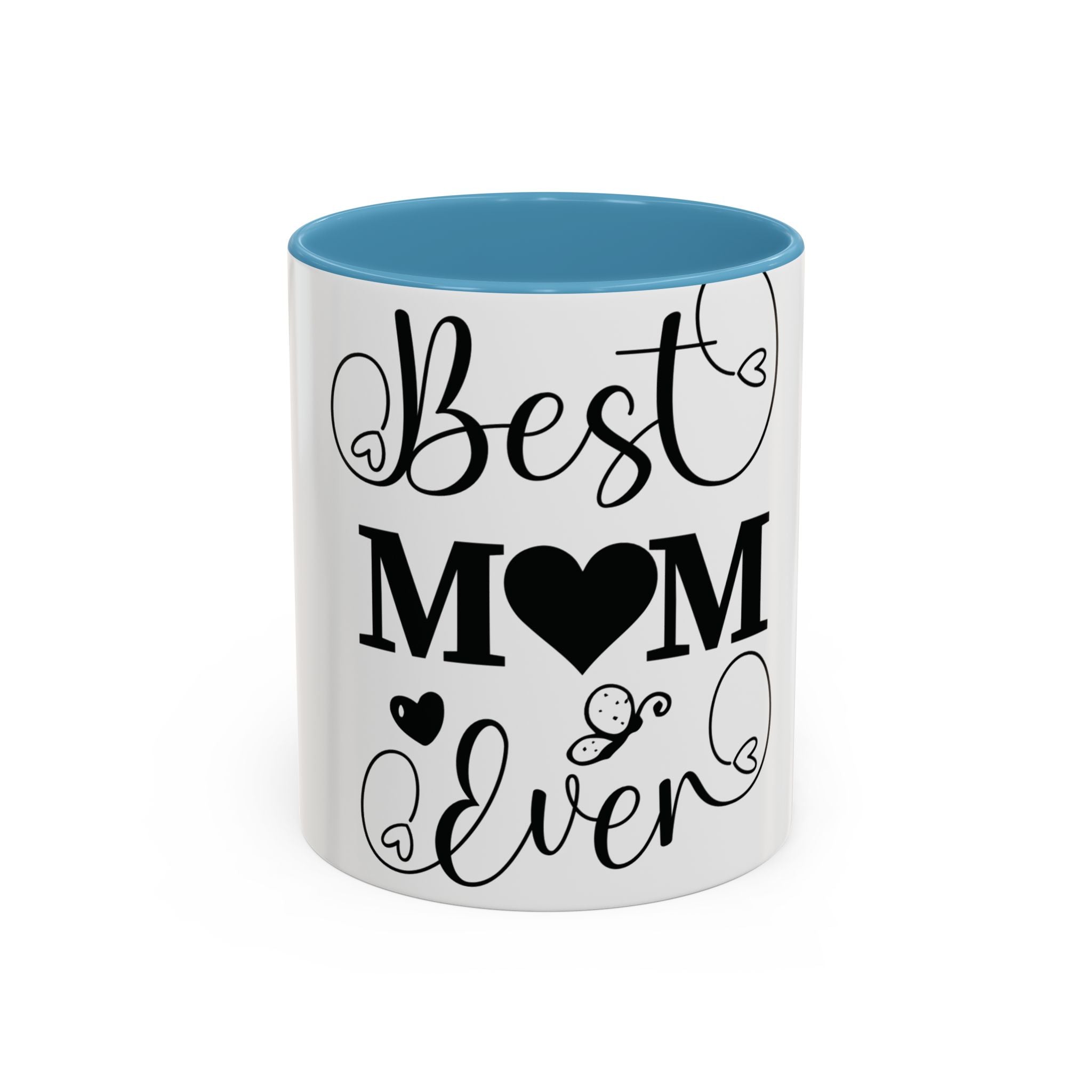 Best Mom Ever Accent Coffee Mug – Mother’s Day Gift, Black Heart Design (11/15oz)