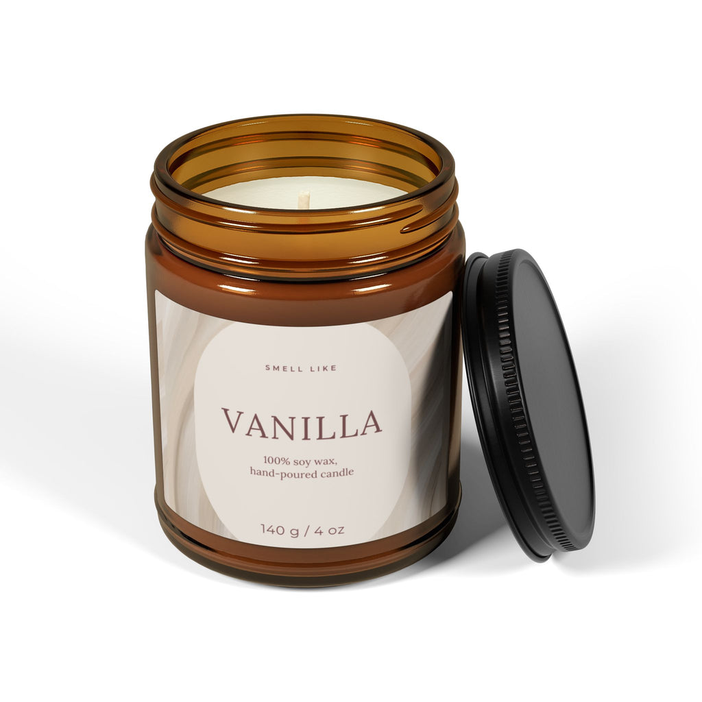 Vanilla Scented Soy Candle — Amber Jar (Multi-Size)