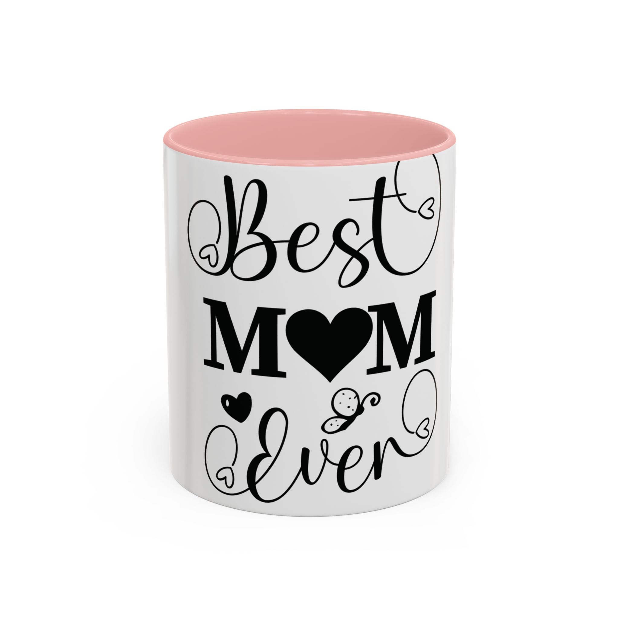 Best Mom Ever Accent Coffee Mug – Mother’s Day Gift, Black Heart Design (11/15oz)