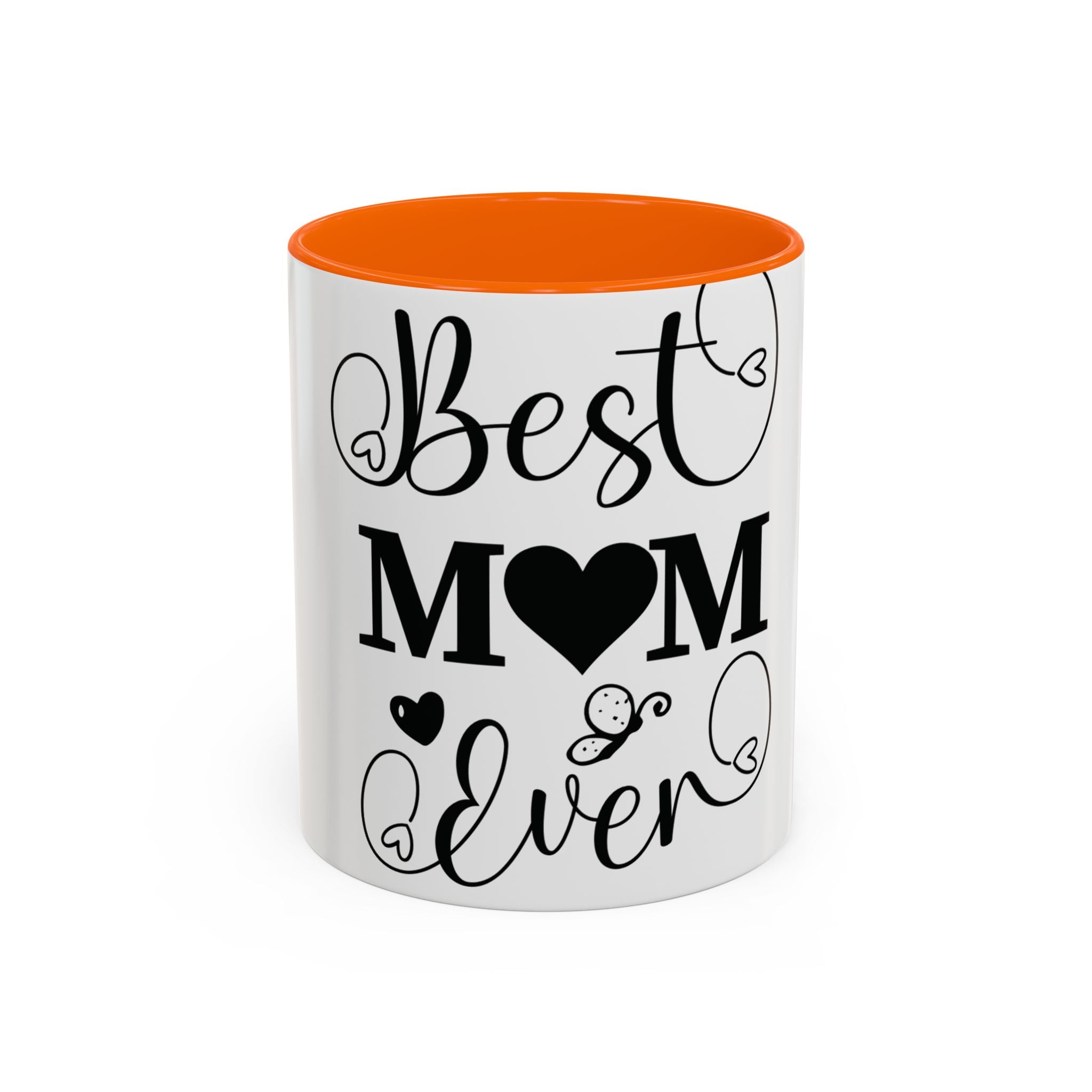 Best Mom Ever Accent Coffee Mug – Mother’s Day Gift, Black Heart Design (11/15oz)