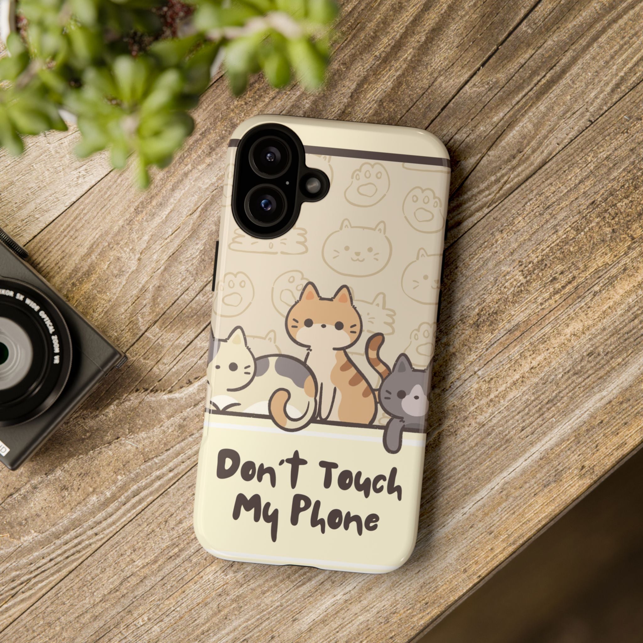 Cute Cats "Don't Touch My Phone" Protective Phone Case
